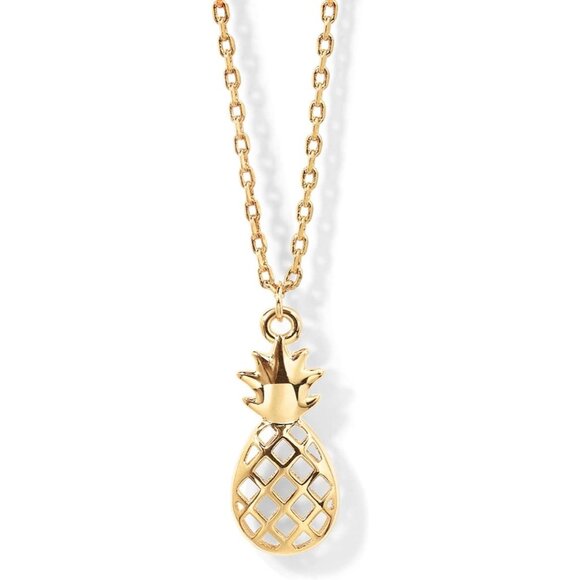 Women's Pineapple Gold Plated Pendant Dainty Cubic Zirconia Chain Necklace - Picture 1 of 4
